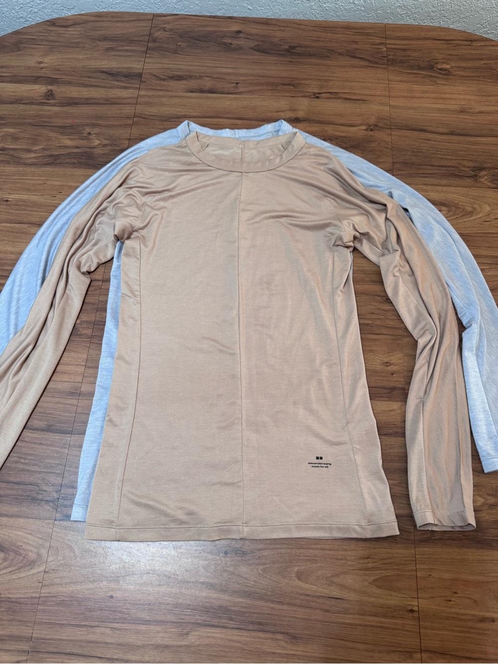 Alexander Wang for Uniqlo HEATTECH Tan and Grey Long-Sleeve Tops set of 2